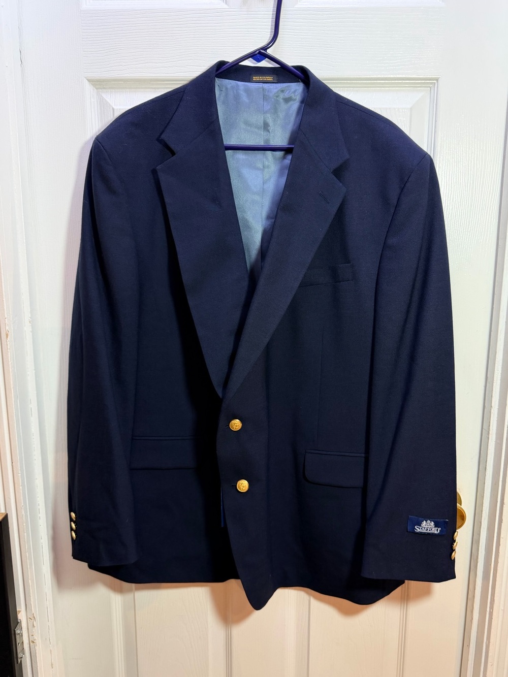 Stafford Navy Sport Coat with Gold Buttons